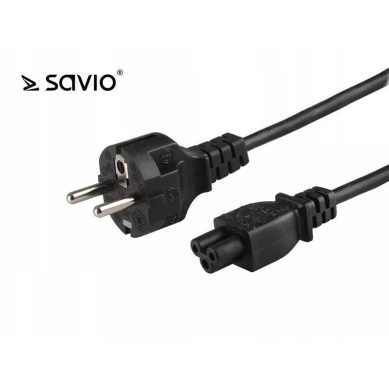 Netzkabel SAVIO CL-67 1,2 m H03VV-F 3×0,75 mm² IEC C auf CEE7/7 schwarz