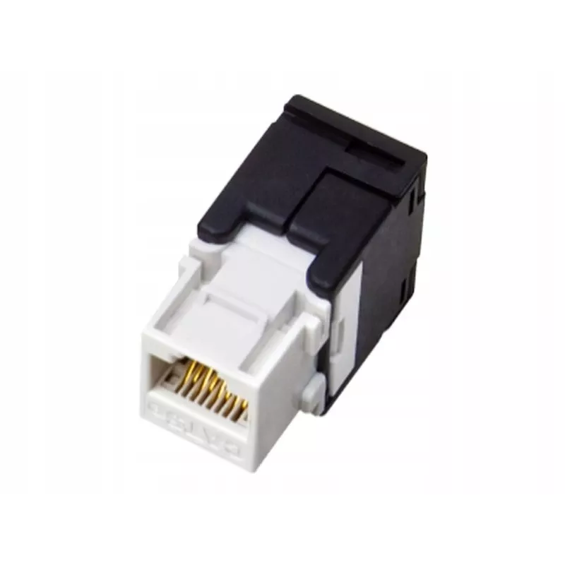 RJ45 Kabelstecker Alantec MB001, gerade Buchse, goldbeschichtete Kontakte, AWG 22/24, 568 A, Thermoplast, schwarz/weiß