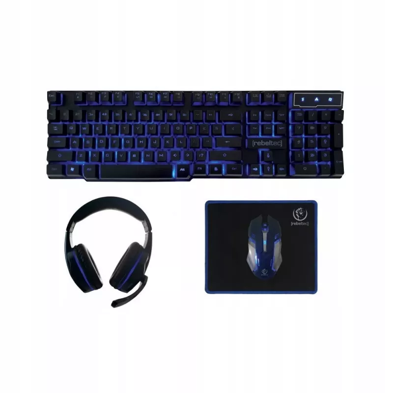 Tastatur Maus inklusive Rebeltec SHERMAN Gaming USB QZERTY Englisch Schwarz
