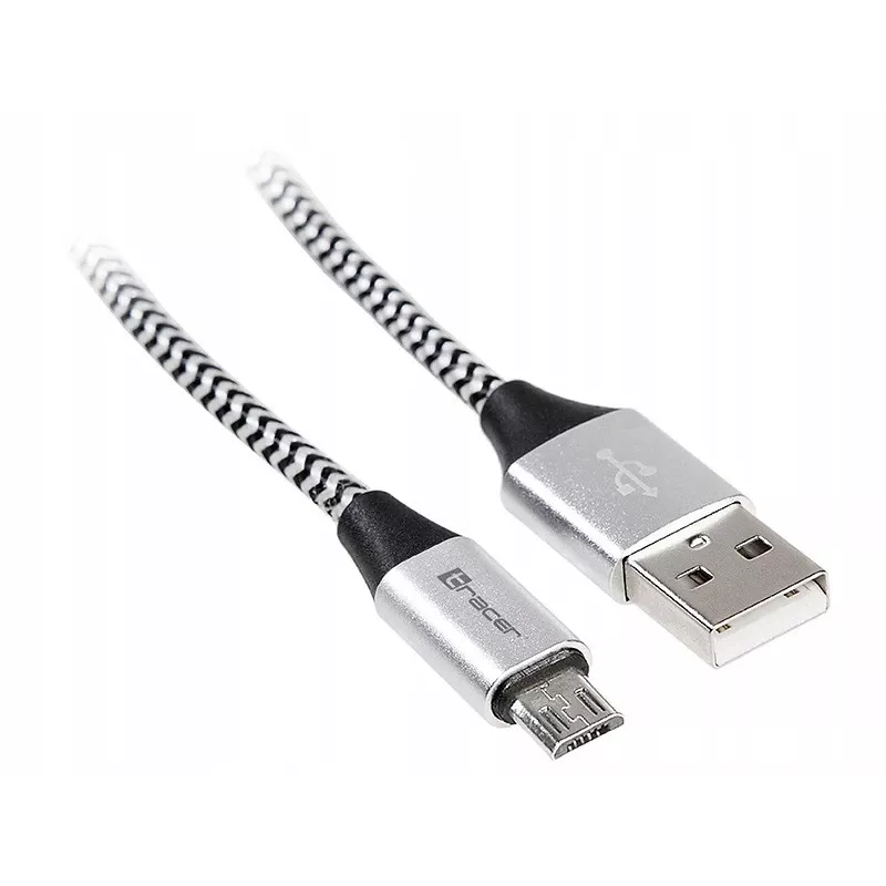 USB-Kabel Tracer TRAKBK46928 1m USB A Micro-USB B Schwarz Silber