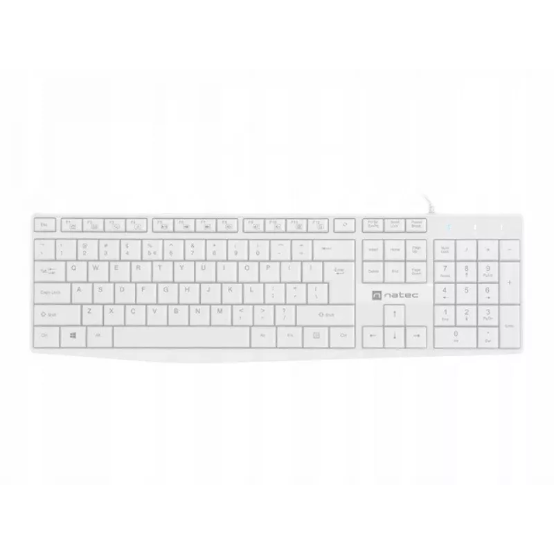 Kabelgebundene Volltastatur NATEC NAUTILUS NKL-1951, 105 Tasten, US International QWERTY, weiß, USB, 1,8 m