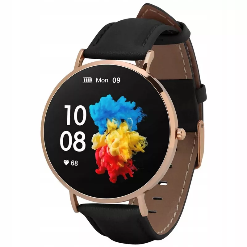 Leder-Smartwatch Garett Verona Gold-Schwarz