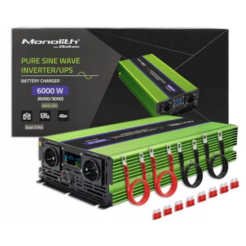 Auto-Wechselrichter Qoltec Monolith 6000 W Grün 12 V