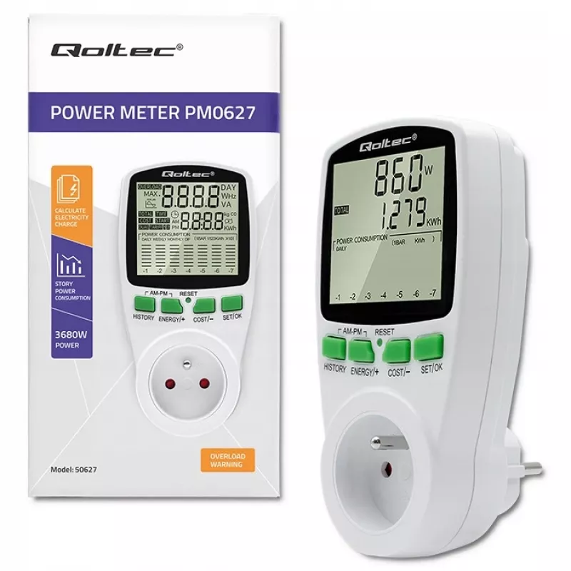 Leistungsmesser QOLTEC PM0627 3680W mit Historie — QOLTEC PM0627 3680W