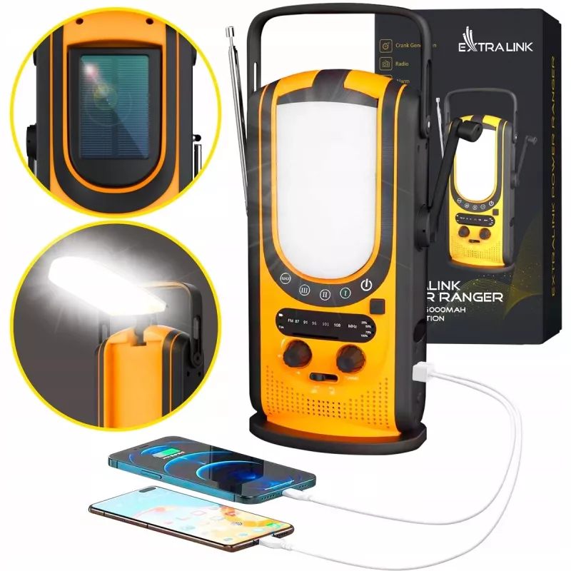 Extralink Power Ranger EPS-6000 | Powerbank | 6000mAh, FM-Radio, LED-Licht, Dynamo, Solarpanel