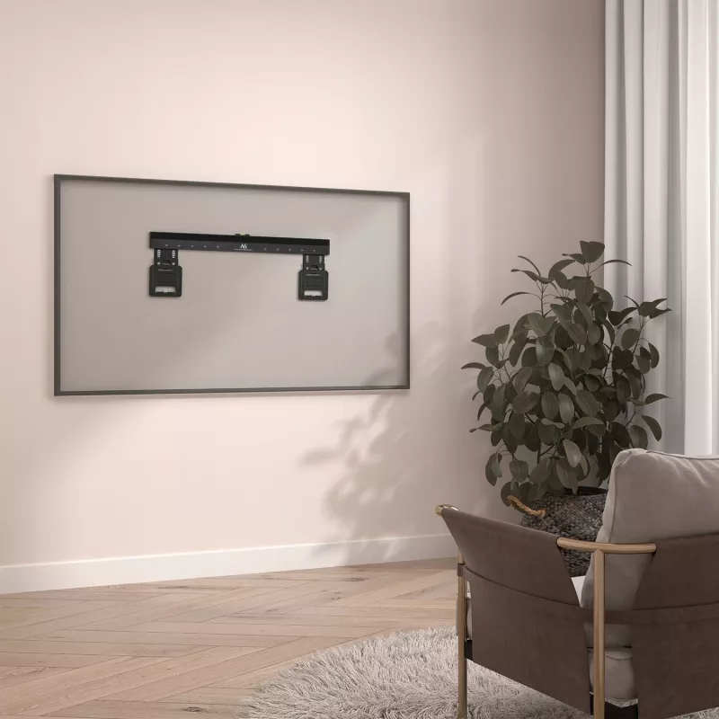 Maclean MC-481 Ultra-Flach-Slim-TV-Wandhalterung für 37-80 Zoll flache und gebogene Fernseher, max. 75 kg, VESA 600x400, universelle TV-Halterung