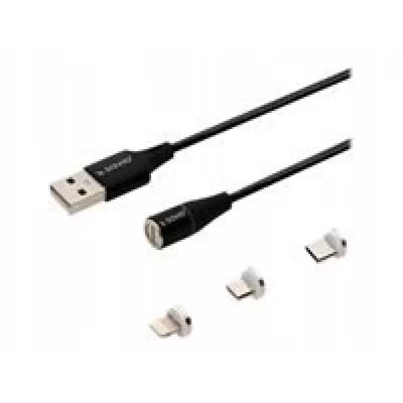 Savio CL-152 USB-Kabel 1 m USB 2.0 USB C Micro USB A/Lightning Schwarz