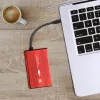 HDD/SSD-Gehäuse QOLTEC 51860 für 2,5-Zoll-SATA-III-Laufwerke, USB Typ-A, 5 Gbit/s, Aluminium, rot