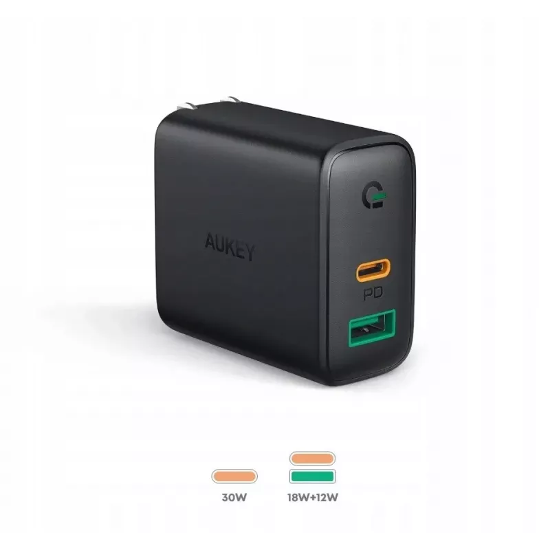 Wand Charger 2xUSB Leistung Delivery (1xUSB A+1xUSB C) 5.4A 30W Dynamic Detect PA-D1