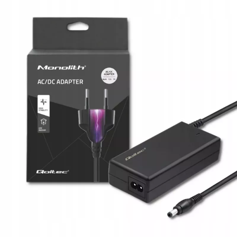 Qoltec 84W Desktop-Netzteil | 12V | 7A | 5,5*2,5 | +Netzkabel