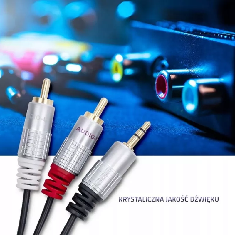 Audiokabel Qoltec 52341 3m 2xRCA 3.5mm Schwarz