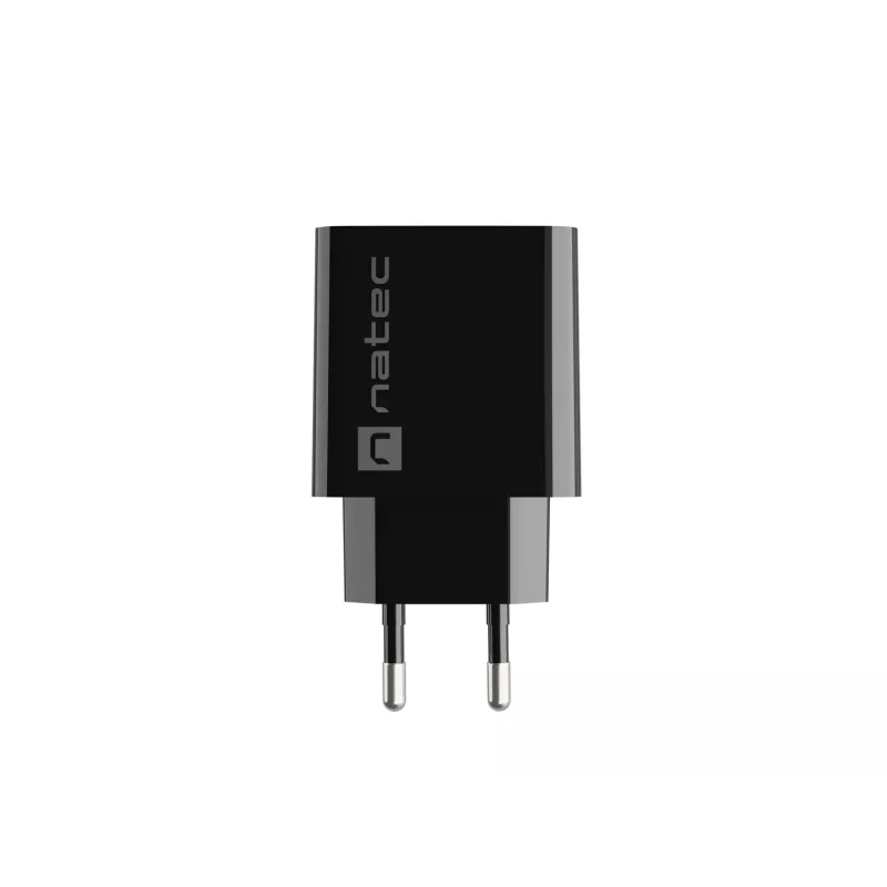 NATEC AC-Schnellladegerät für den Innenbereich, kabelgebunden, Ribera – 18 W (5–15 V, bis zu 3 A), 1× USB-A, Huawei FCP/SCP, schwarz