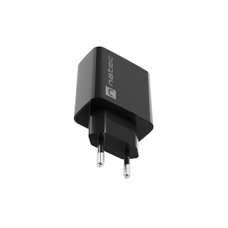 NATEC AC-Schnellladegerät für den Innenbereich, kabelgebunden, Ribera – 18 W (5–15 V, bis zu 3 A), 1× USB-A, Huawei FCP/SCP, schwarz