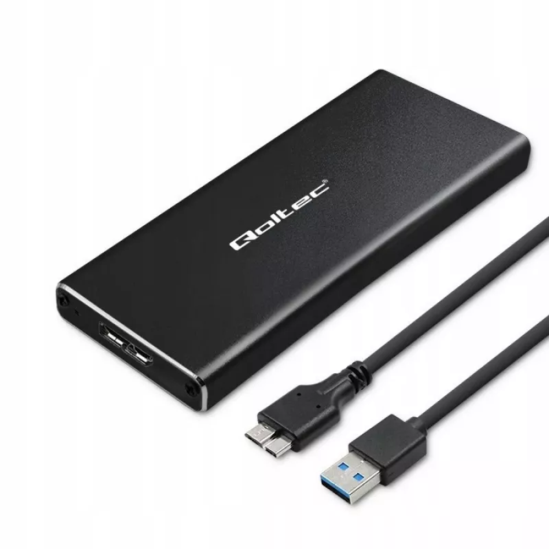 M.2 SATA SSD-Gehäuse QOLTEC 51854 USB 3.0 werkzeuglos