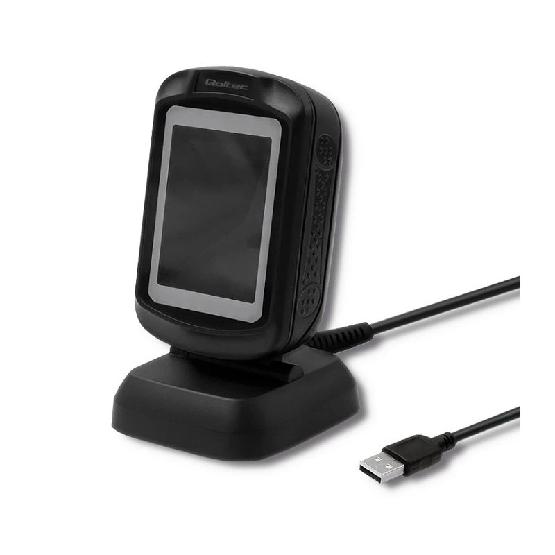 Fester 1D/2D-Barcodeleser QOLTEC 50864, LED-Sensor, USB (kabelgebunden), schwarz, 145×85×80 mm
