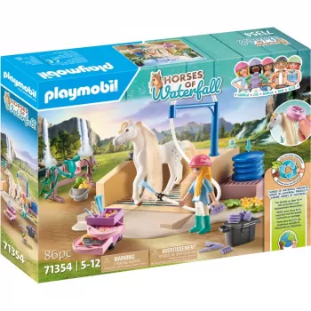 Playmobil Horses of Waterfall – Waschstation mit Isabella und Löwin – Als-ob-Spiel & kreatives Spielen für Kinder von 5 bis 10 Jahren – Fat Brain Toys