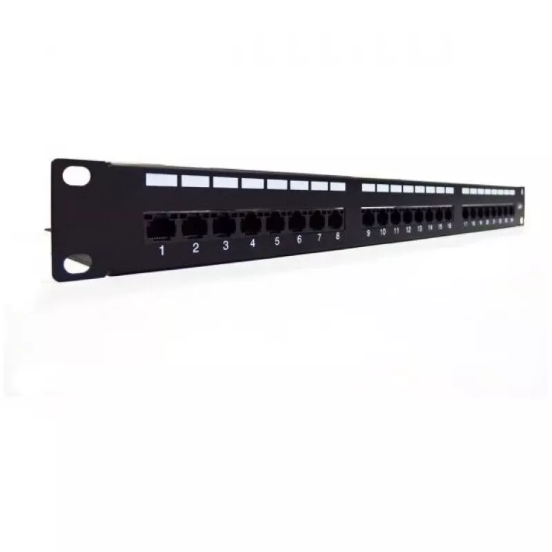 Patch Panel 19 inch 24 Ports, CAT6, S/FTP, 1U, Kabelmanagement, Schwarz (komplett)