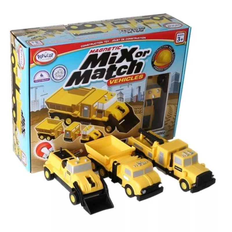 Fahrzeug-Set Popular Playthings Mix or Match Vehicles Construction Schwarz Gelb