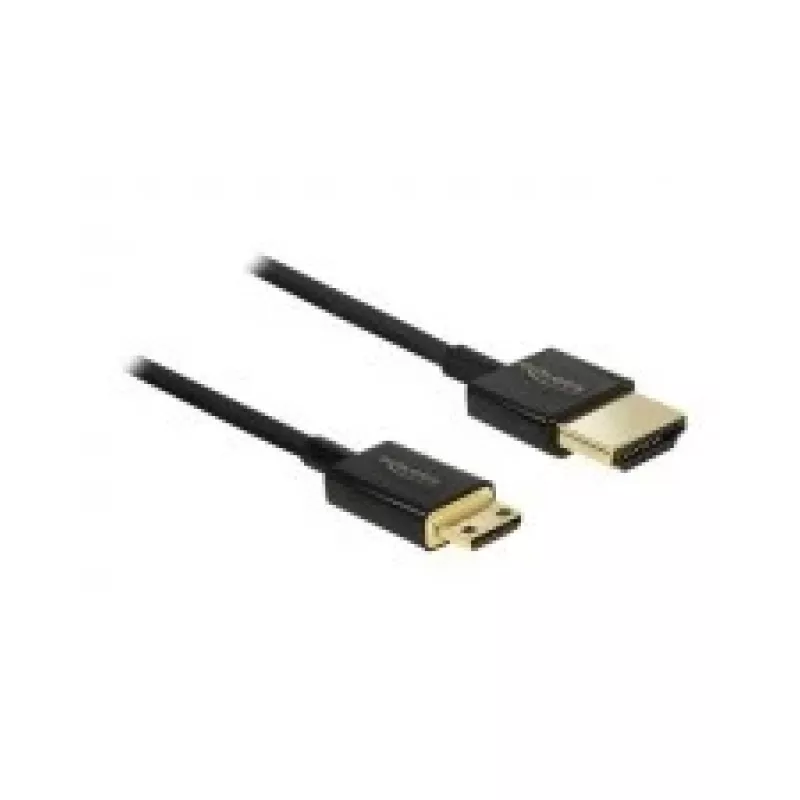 DeLOCK schlank Premium - Video-/Audio-/Netzwerkkabel - HDMI - 36 AWG - HDMI, 19-polig (M) - auf - Mini-HDMI, 19-polig (M) - 2,0 m - Dreifachisolierung - Schwarz (84778)