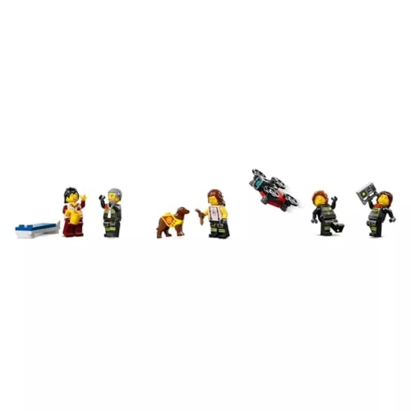 Konstruktionsspielzeug LEGO City Feuerwache mit Drehleiterfahrzeug 60414 — 843 Teile, 5 Minifiguren, 220×320×140 mm