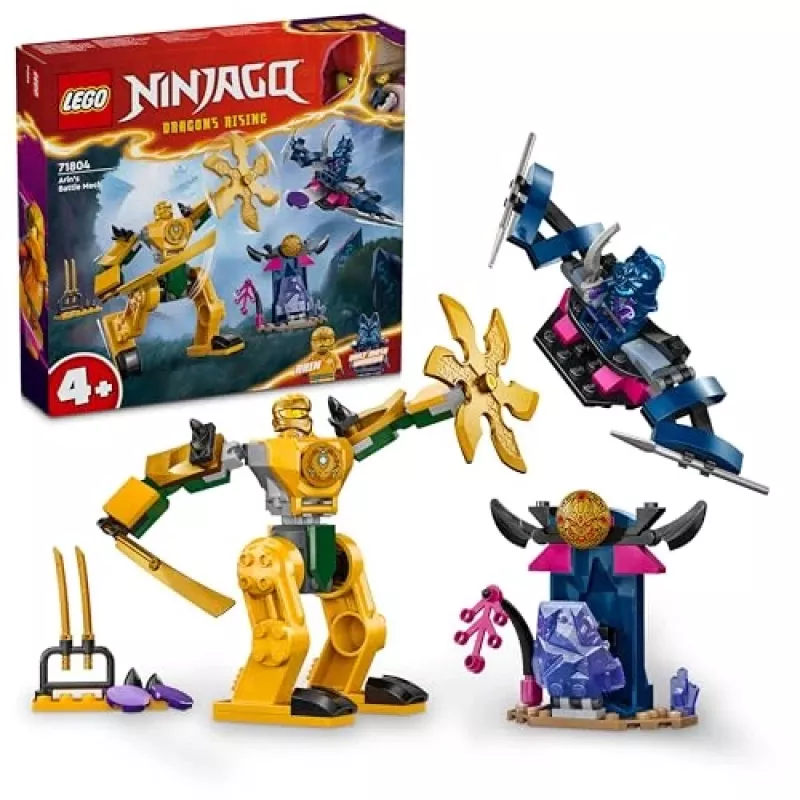 LEGO NINJAGO Arins Kampf-Mech Actionfigur Ninja-Spielzeug für Jungen und Mädchen ab 4 Jahren, Dragons Rising Set mit Arin Minifigur und Mini-Kata