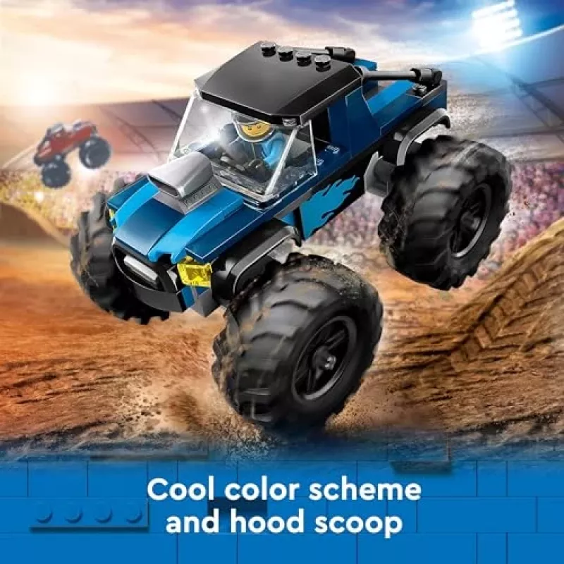 Konstruktionsspielzeug LEGO City 60402 Blauer Monster Truck mit großen Reifen, 148 Teilen, 1 Minifigur, Alter 5+