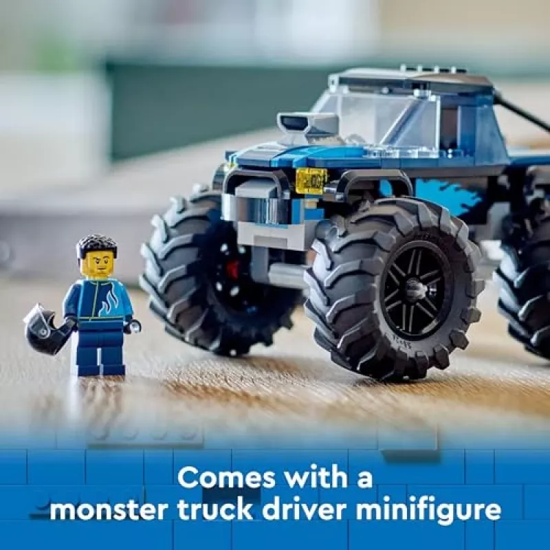Konstruktionsspielzeug LEGO City 60402 Blauer Monster Truck mit großen Reifen, 148 Teilen, 1 Minifigur, Alter 5+