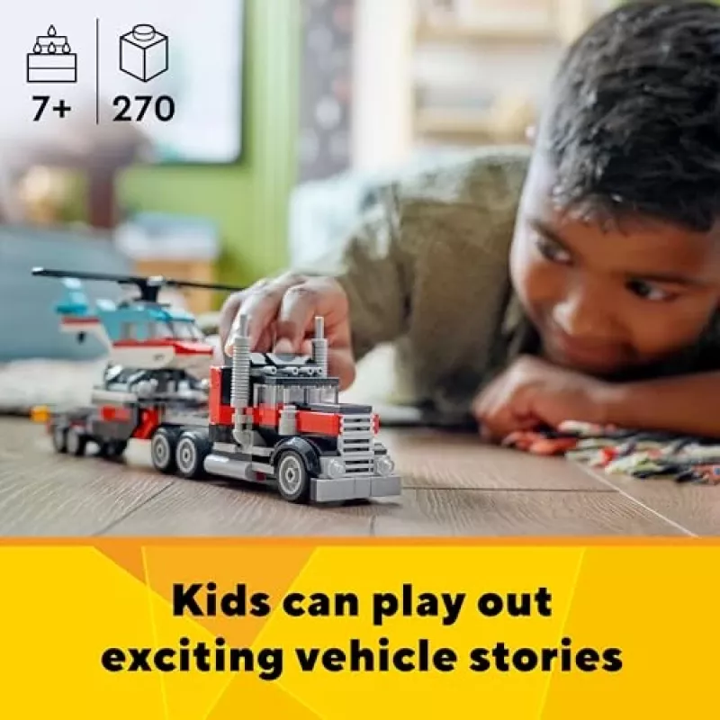 LEGO Creator 2-in-1 Pritschenwagen mit Hubschrauber Set 31146, umbaubares Modell für Kinder