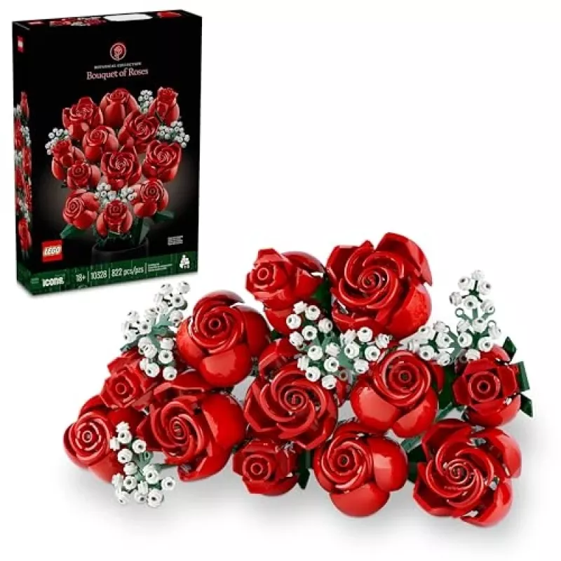 LEGO Icons Blumenstrauß aus Rosen Künstliche Blumen Set für Erwachsene Botanische Sammlung Wohnaccessoires Valentinstag Geschenk für Frauen