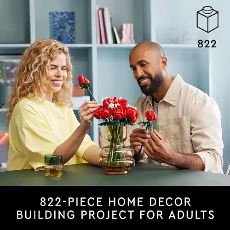 LEGO Icons Blumenstrauß aus Rosen Künstliche Blumen Set für Erwachsene Botanische Sammlung Wohnaccessoires Valentinstag Geschenk für Frauen