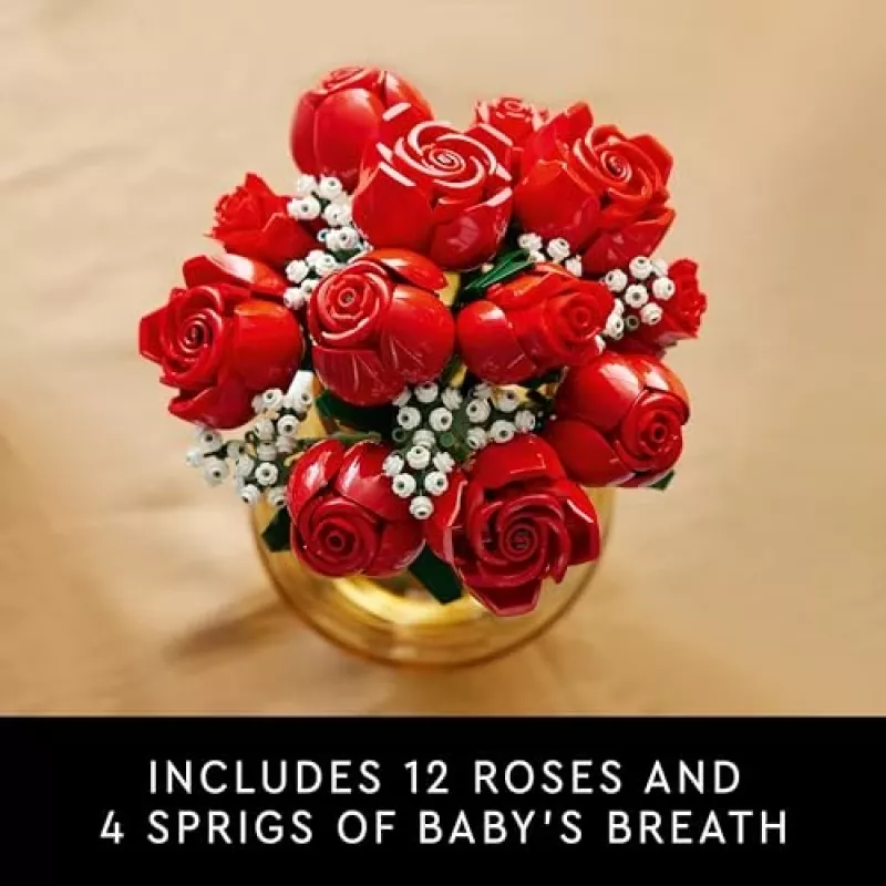 LEGO Icons Blumenstrauß aus Rosen Künstliche Blumen Set für Erwachsene Botanische Sammlung Wohnaccessoires Valentinstag Geschenk für Frauen