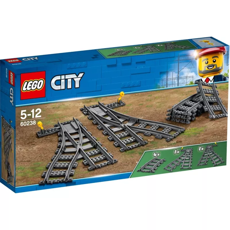 Baukasten LEGO City 60238 – Bahnweiche und Zubehör für Spielsets