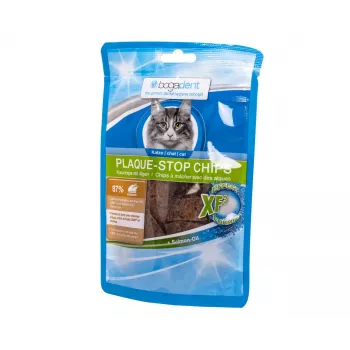 bogar Bogadent Plaque-stop Chips Huhn 50 g — Zahnpflege-Leckerli für ausgewachsene Katzen, getreide- und glutenfrei