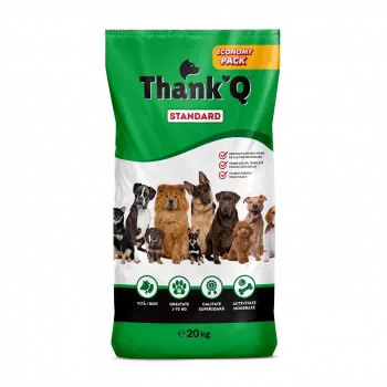 Trockenfutter für Hunde HURTOWNIA KARM THANK'Q Standard Beef 20 kg — ausgewachsen, 18 % Protein, 7 % Fett, 7 % Asche, 3 % Rohfaser