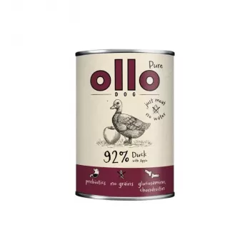 Nassfutter für Hunde OLLO Pure Duck with Apple 850 g — Alleinfuttermittel für ausgewachsene Hunde im Beutel, getreide- und sojafrei
