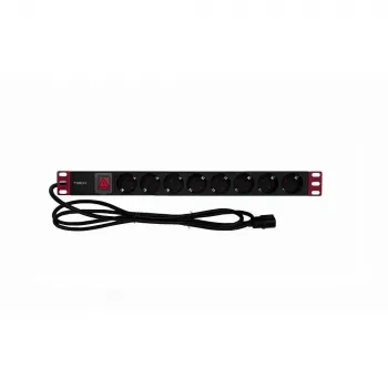 Rack-Steckdosenleiste TECHLY 365733 1U — 8× Schuko-Steckdosen, 2 m Kabel