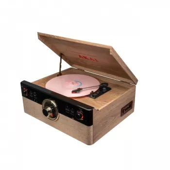 AKAI ATT-300CC Plattenspieler mit Riemenantrieb, USB und integriertem Phono-Vorverstärker, Schwarz