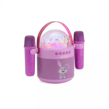 AKAI JoyBox Kids Karaoke-Set mit Bluetooth, USB, MicroSD, AUX, FM-Radio, RGB-Lichtern, Stimmverzerrer, Kabelmikrofon, wiederaufladbarem 1200mAh Akku, 5W RMS