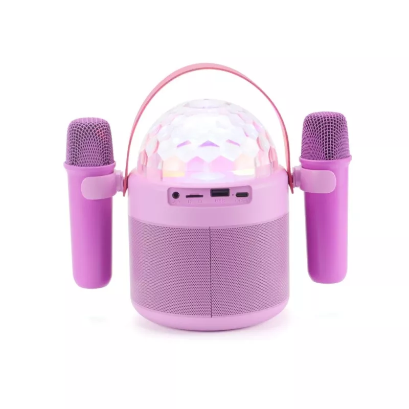 AKAI JoyBox Kids Karaoke-Set mit Bluetooth, USB, MicroSD, AUX, FM-Radio, RGB-Lichtern, Stimmverzerrer, Kabelmikrofon, wiederaufladbarem 1200mAh Akku, 5W RMS