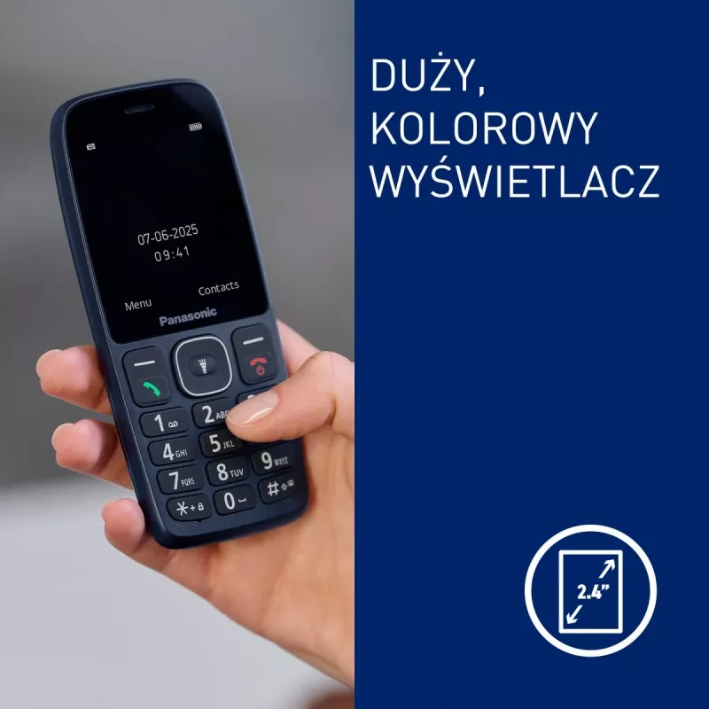 Panasonic KX-TF400EXC Blue Feature Phone mit großen Tasten und SOS-Taste