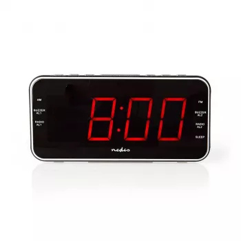 Nedis CLAR004BK Radiowecker mit LED-Anzeige, FM-Tuner, Dual-Alarm, Projektion, AUX, Schwarz