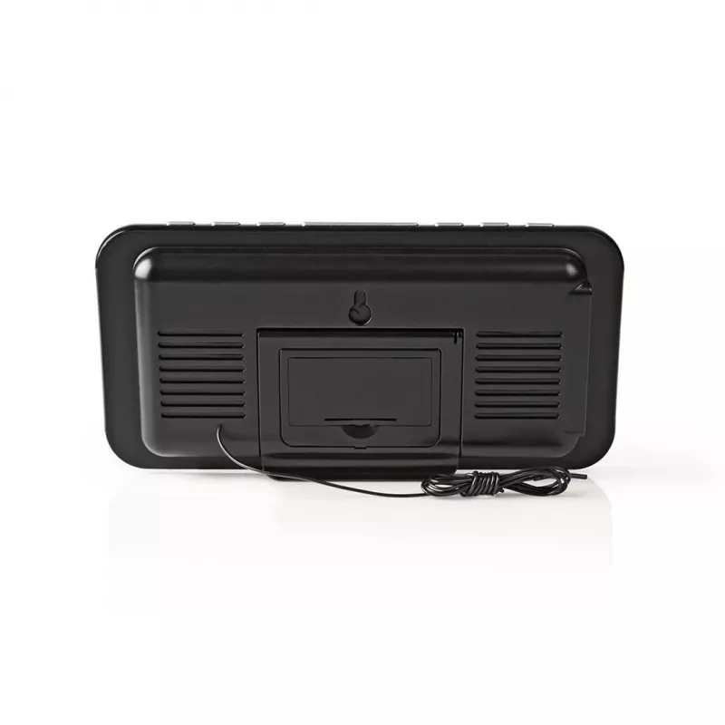 Nedis CLAR004BK Radiowecker mit LED-Anzeige, FM-Tuner, Dual-Alarm, Projektion, AUX, Schwarz