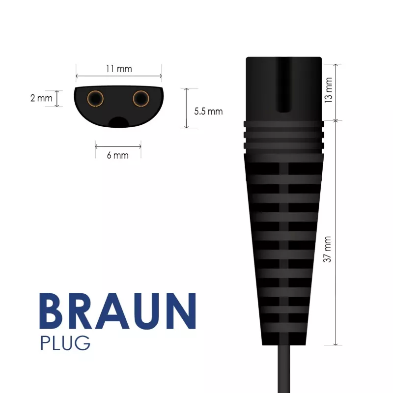 AKYGA Netzteil für Braun Rasierer, AC 100-240V auf DC 5,9V 600mA, EU-Stecker, Schwarz