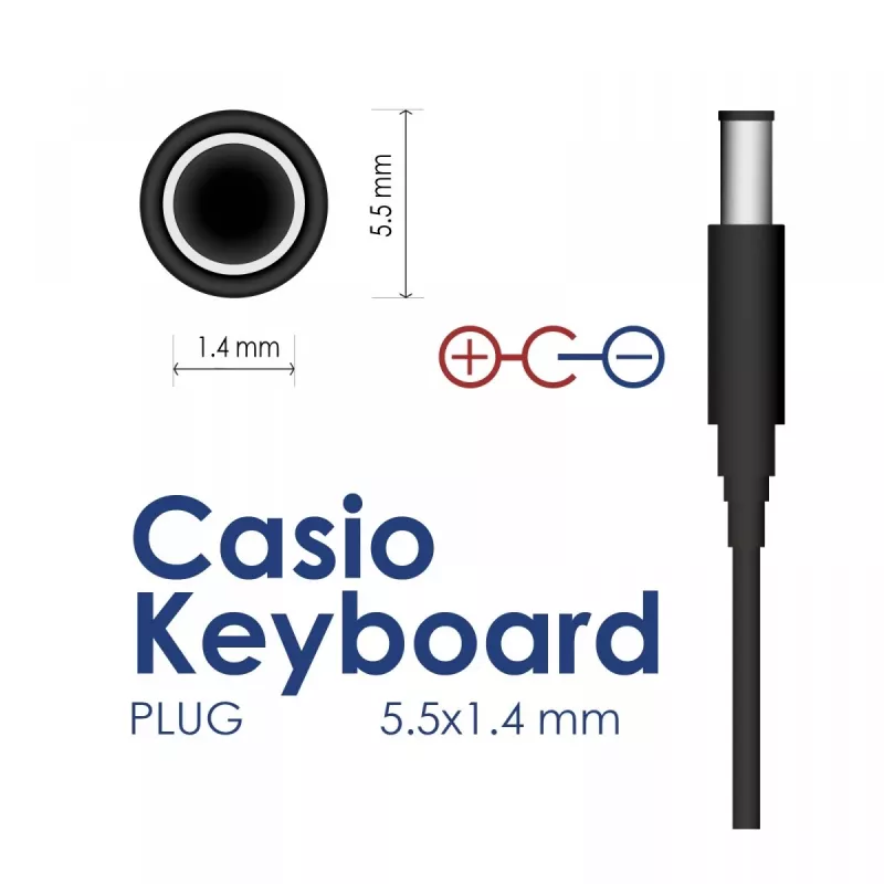 AKYGA Netzteil für Casio Keyboards, 9V 1A, 5,5x2,1mm, Center Positive