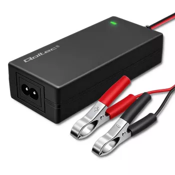 Qoltec Automatic Battery Charger for AGM GEL STD | Rectifier 12V | 2A | 24W | LED | Cable 1.8m