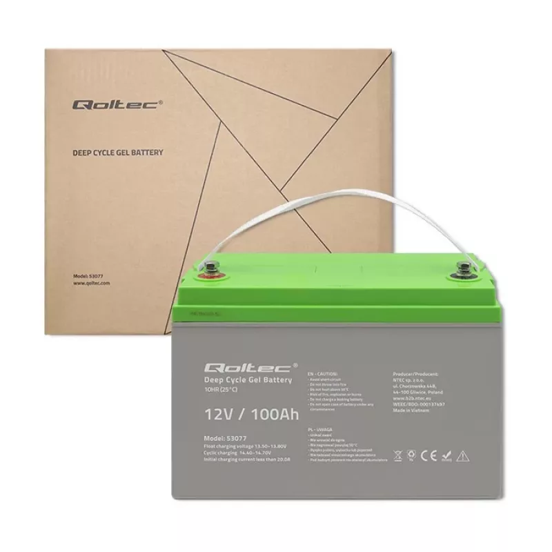 Qoltec 53077 USV-Batterie versiegelte Blei-Säure (VRLA) 12V 100Ah