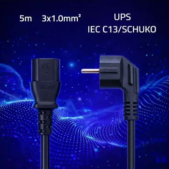 QOLTEC Stromkabel SCHUKO CEE Winkelstecker IEC C13 5m Schwarz