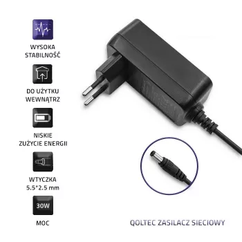 Qoltec Steckernetzteil 30W 15V 2A 5,5x2,5mm Schwarz