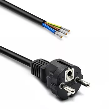 QOLTEC SCHUKO CEE Stromkabel Cu abisoliert und verlötet 1,5m Schwarz