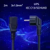 QOLTEC Stromkabel SCHUKO CEE Winkelstecker IEC C13 2m Schwarz